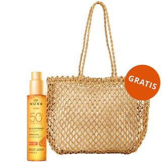 Nuxe Sun, brązujący olejek do opalania do twarzy i ciała, w sprayu, SPF 50, 150 ml + torba Summer gratis Nuxe Sun, brązujący olejek do opalania do twarzy i ciała, w sprayu, SPF 50, 150 ml + torba Summer gratis - zdjęcie produktu