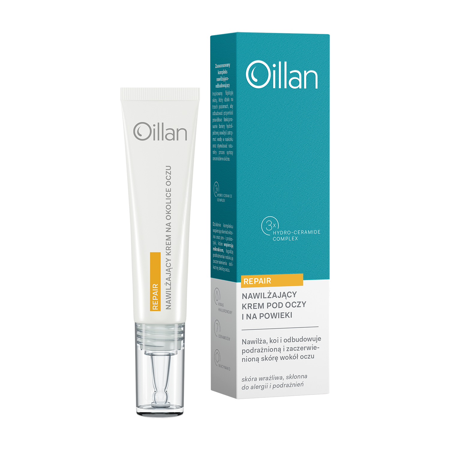 Oillan Oillan Repair, nawilżający krem pod oczy i na powieki, 15 ml — Składniki i ocena