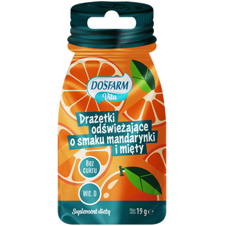 Dosfarm Drażetki odświeżające z witaminą D, smak mandarynka i mięta, 19 g - zdjęcie produktu