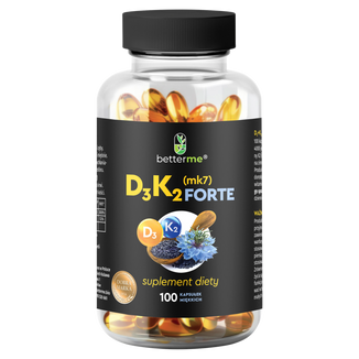 BetterMe D3+K2 Forte, 100 kapsułek BetterMe D3+K2 Forte, 100 kapsułek - zdjęcie produktu