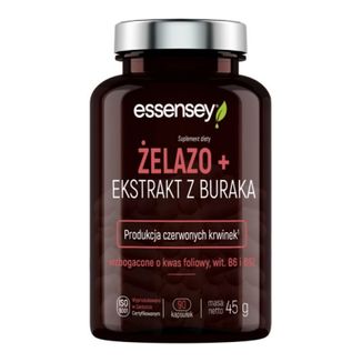 Essensey Żelazo + Ekstrakt z buraka, 90 kapsułek - zdjęcie produktu