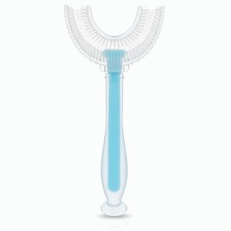 Bocioland, silikonowa szczoteczka w kształcie litery U, niebieska, 1 sztuka Bocioland, silikonowa szczoteczka w kształcie litery U, niebieska, 1 sztuka - zdjęcie produktu