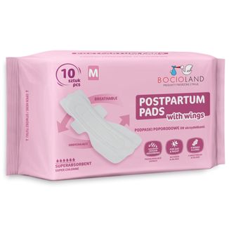 Bocioland, podkłady poporodowe ze skrzydełkami, wysokochłonne, rozmiar M, 10 sztuk - zdjęcie produktu