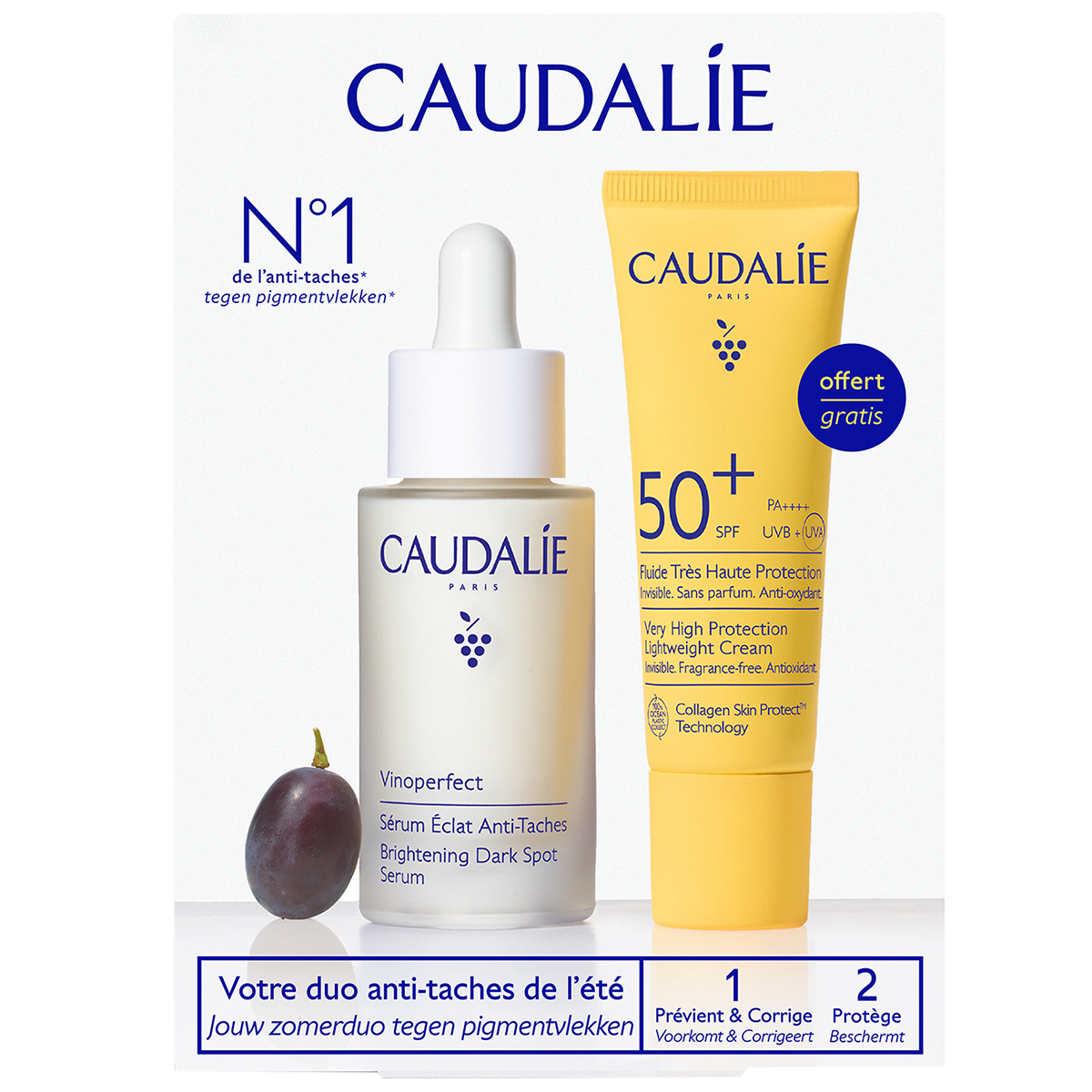 Nieznana Zestaw Caudalie Vinoperfect, serum rozjaśniające, 30 ml + Suncare, krem ochronny SPF 50+, 20 ml gratis