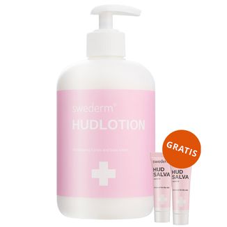 Swederm Hudlotion, intensywnie nawilżający balsam do dłoni i ciała, 500 ml + maść silnie natłuszczająca z witaminą E, skóra sucha, 2 x 8 ml gratis - zdjęcie produktu