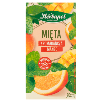 Herbapol Zielnik Polski Mięta z pomarańczą i mango, herbatka ziołowo-owocowa, 1,5 g x 20 torebek Herbapol Zielnik Polski Mięta z pomarańczą i mango, herbatka ziołowo-owocowa, 1,5 g x 20 torebek - zdjęcie produktu