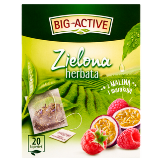Herbapol Big-Active Herbata zielona z maliną i marakują, 20 torebek - zdjęcie produktu