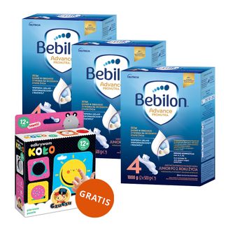 Zestaw Bebilon Advance Pronutra 4 Junior, odżywcza formuła na bazie mleka, po 2 roku, 3 x 1000 g + CzuCzu Odkrywam koło, układanka dla dzieci, od 12 miesiąca, 16 elementów gratis Zestaw Bebilon Advance Pronutra 4 Junior, odżywcza formuła na bazie mleka, po 2 roku, 3 x 1000 g + CzuCzu Odkrywam koło, układanka dla dzieci, od 12 miesiąca, 16 elementów gratis - zdjęcie produktu
