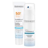 Zestaw Dermedic Sunbrella, nawilżający, lekki krem ochronny do twarzy, skóra wrażliwa, SPF 50+, 40 ml + woda termalna, 50 ml - miniaturka zdjęcia produktu