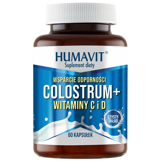 Humavit Colostrum + Witaminy C i D, 60 kapsułek - zdjęcie produktu