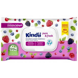 Kindii Pure&Fresh, papier toaletowy nawilżany, owoce leśne, 60 sztuk - zdjęcie produktu