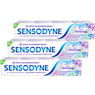 Zestaw Sensodyne Extra Whitening, wybielająca pasta do zębów, 3 x 75 ml - zdjęcie produktu