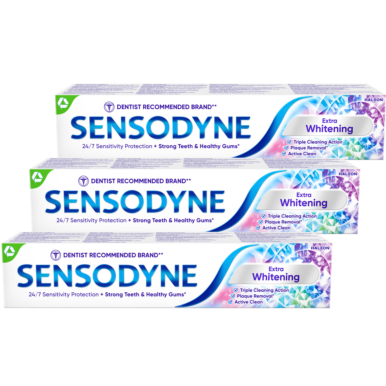 Sensodyne Set Sensodyne Extra Whitening, aufhellend Zahnpasta, 3 x 75 ml — Inhaltsstoffe und Bewertung