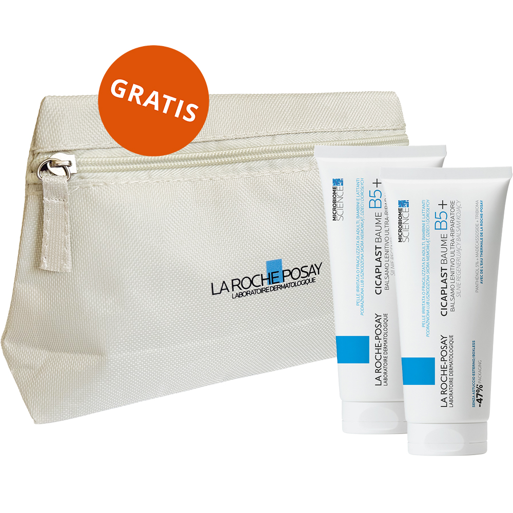 La Roche Posay Zestaw La Roche-Posay Cicaplast Baume B5+, kojący balsam regenerujący, 2 x 100 ml + kosmetyczka gratis