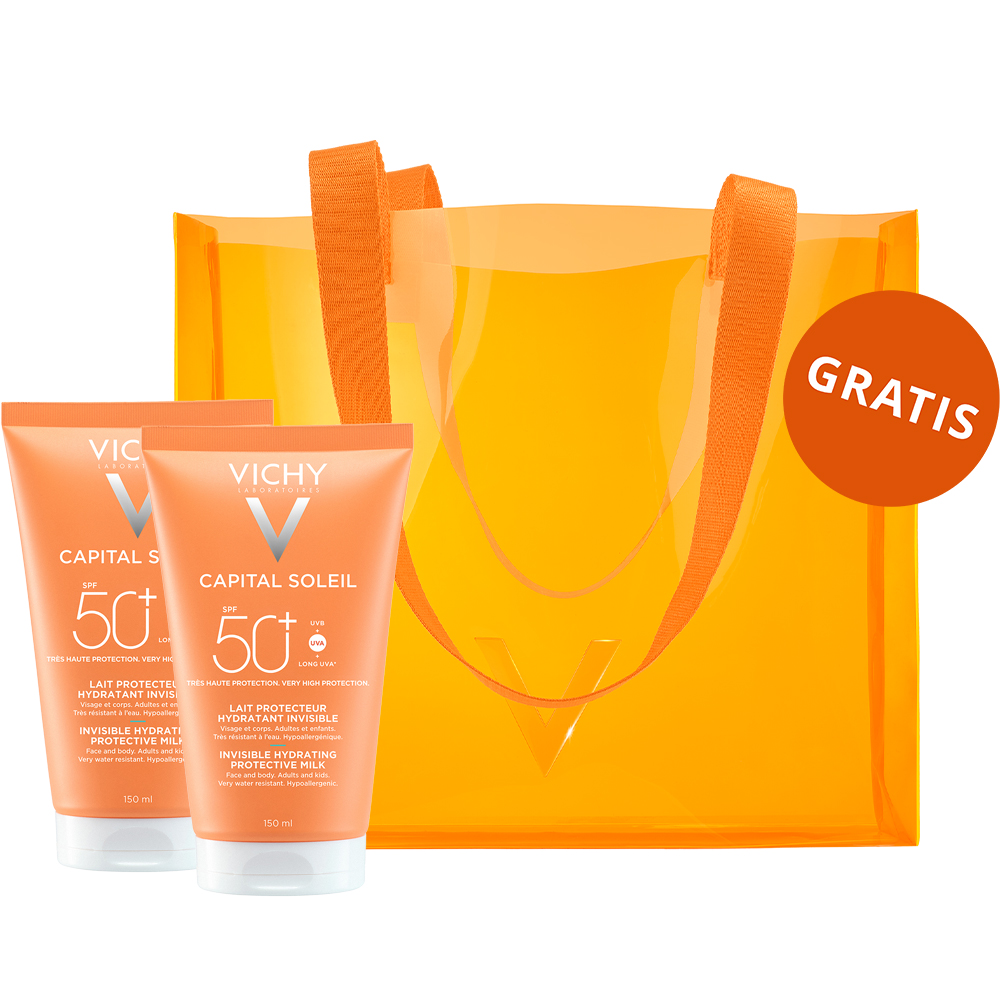 Vichy Zestaw Vichy Capital Soleil, nawilżające mleczko ochronne do twarzy i ciała, SPF 50+, 2 x 150 ml + torba gratis — Inhaltsstoffe und Bewertung