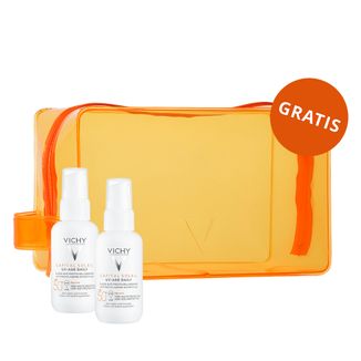 Zestaw Vichy Capital Soleil UV-Age Daily, lekki fluid przeciw oznakom fotostarzenia, SPF 50+, 2 x 40 ml + plastikowa kosmetyczka summer gratis - zdjęcie produktu