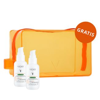 Zestaw Vichy Capital Soleil UV-Clear, fluid przeciw niedoskonałościom, SPF 50+, 2 x 40 ml + plastikowa kosmetyczka summer gratis - zdjęcie produktu