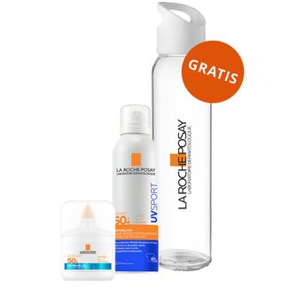 Zestaw La Roche-Posay Anthelios UVair, serum ochronne ultralekkie, SPF 50+, 50 ml + mgiełka ochronna, SPF 50+, 200 ml + szklana butelka gratis - zdjęcie produktu