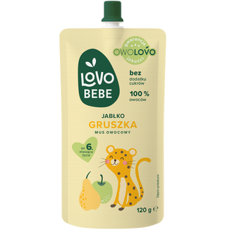 Owolovo LOVObebe Mus owocowy w tubce, jabłko, gruszka, 120 g - zdjęcie produktu