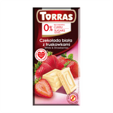 Torras czekolada biała z truskawkami, bez dodatku cukru, 75 g - miniaturka zdjęcia produktu