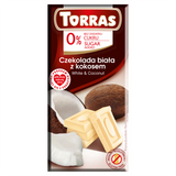 Torras czekolada biała z kokosem, bez dodatku cukru, 75 g - miniaturka zdjęcia produktu
