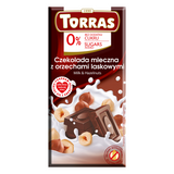 Torras czekolada mleczna z orzechami, bez dodatku cukru, 75 g - miniaturka zdjęcia produktu