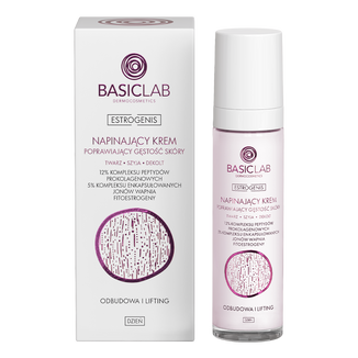 BasicLab Estrogenis Odbudowa i Lifting, napinający krem poprawiający gęstość skóry do twarzy, szyi i dekoltu, na dzień, 50 ml BasicLab Estrogenis Odbudowa i Lifting, napinający krem poprawiający gęstość skóry do twarzy, szyi i dekoltu, na dzień, 50 ml - zdjęcie produktu