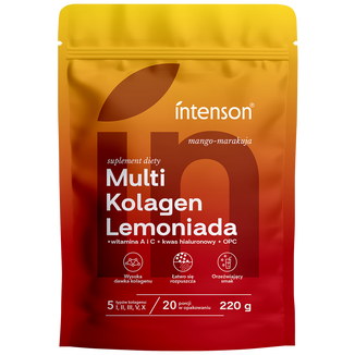 Intenson Multi Kolagen, lemoniada kolagenowa o smaku mango-marakuja w proszku, 220 g - zdjęcie produktu