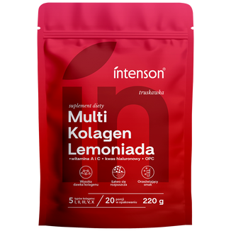 Intenson Multi Kolagen, lemoniada kolagenowa o smaku truskawkowym w proszku, 220 g - zdjęcie produktu