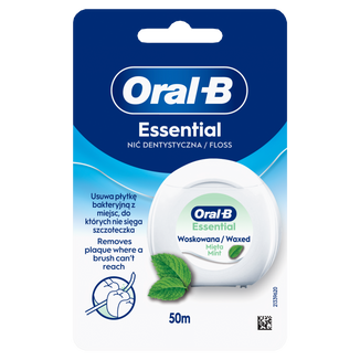 Oral-B Essential Floss, nić dentystyczna, woskowana, miętowa, 50 m - zdjęcie produktu