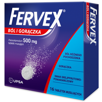 Fervex Ból i Gorączka 500 mg, 16 tabletek musujących - zdjęcie produktu
