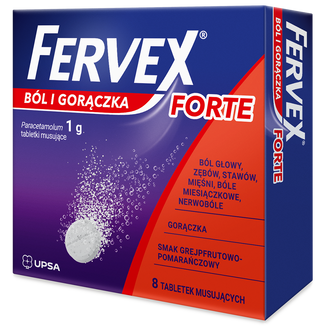 Fervex Ból i Gorączka Forte 1 g, 8 tabletek musujących - zdjęcie produktu