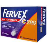 Fervex Ból i Gorączka C Plus 330 mg + 200 mg, 20 tabletek musujących - miniaturka zdjęcia produktu