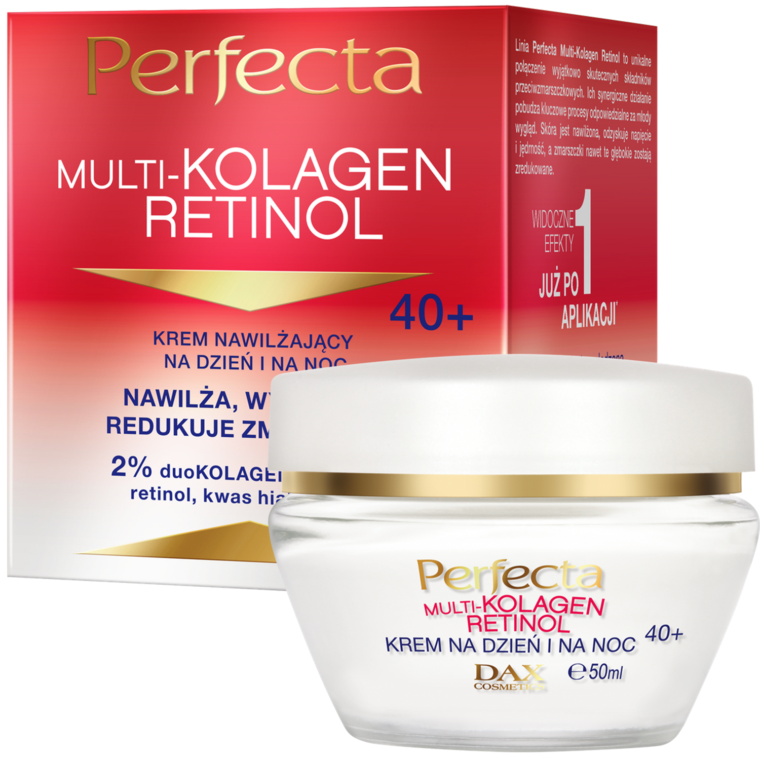 Perfecta Perfecta Multikolagen Retinol 40+, krem nawilżający na dzień i na noc, 50 ml