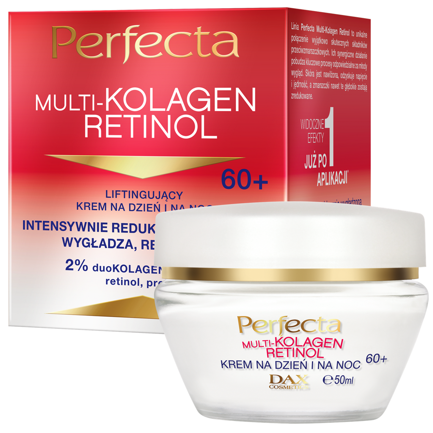 Perfecta Perfecta Multikolagen Retinol 60+, liftingujący krem na dzień i na noc, 50 ml