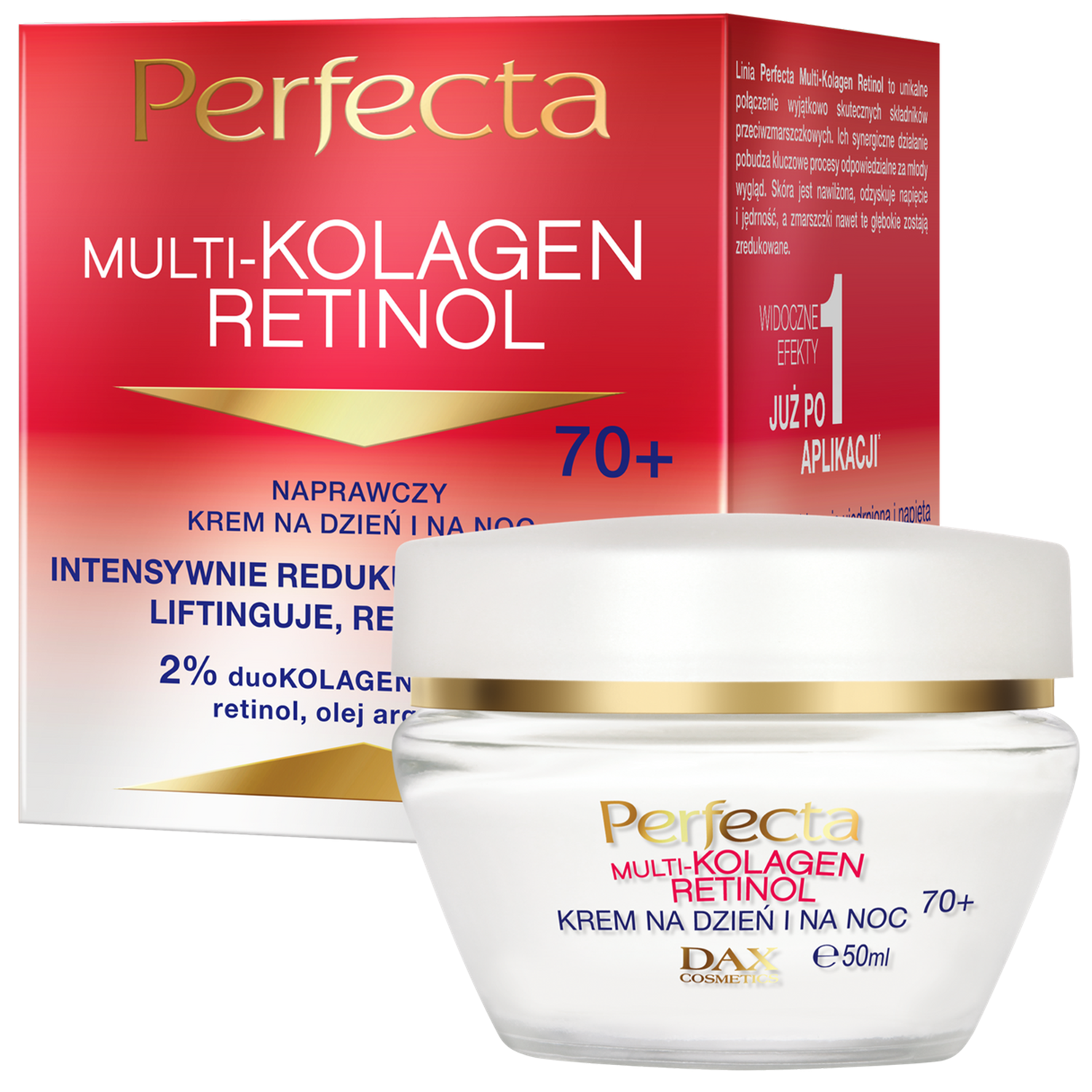 Perfecta Perfecta Multikolagen Retinol 70+, naprawczy krem na dzień i na noc, 50 ml