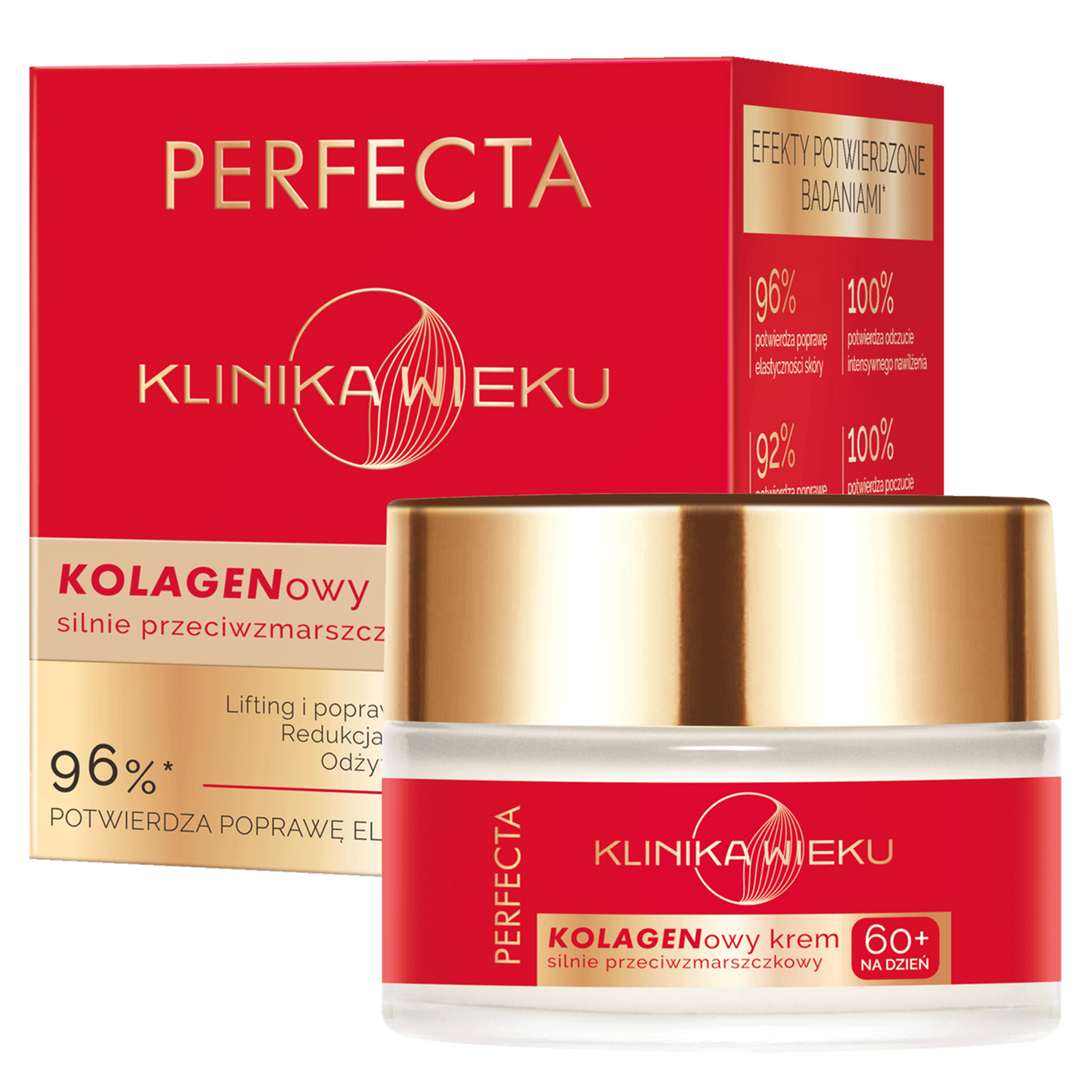 Perfecta Perfecta Klinika Wieku 60+, kolagenowy krem silnie przeciwzmarszczkowy na dzień, 50 ml