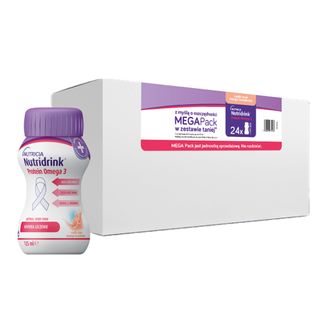 Nutridrink Protein Omega 3, preparat odżywczy, rześki smak mango-brzoskwinia, 24 x 125 ml - zdjęcie produktu