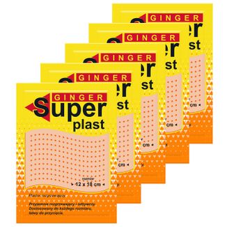 Zestaw Ginger Super plast, plaster rozgrzewający, 12 cm x 18 cm, 5 x 1 sztuka - zdjęcie produktu