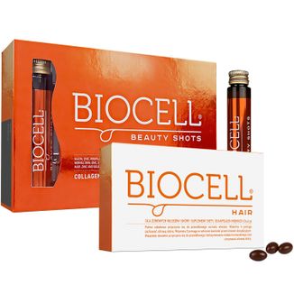 Zestaw Biocell Beauty Shots, płyn, 25 ml x 14 fiolek + Biocell Hair, 30 kapsułek - zdjęcie produktu