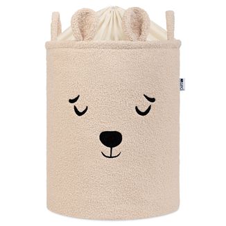 Sipo, kosz na zabawki XL zamykany na ściągacz, premium boucle, beżowy miś, 1 sztuka - zdjęcie produktu