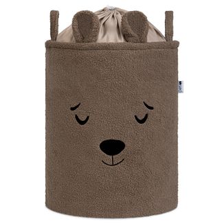 Sipo, kosz na zabawki XL zamykany na ściągacz, premium boucle, brązowy miś, 1 sztuka - zdjęcie produktu