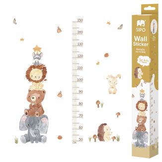 Sipo, naklejka na ścianę do pokoju dziecka z miarką wzrostu, piramida zwierzątka, 1 sztuka - zdjęcie produktu