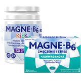 Zestaw Magne B6 Kids, od 4 lat, smak arbuzowy, 30 tabletek do żucia + Magne B6 Zmęczenie i Stres, 30 tabletek powlekanych - miniaturka zdjęcia produktu