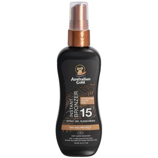 Australian Gold Instant Bronzer Spray Gel, żel w sprayu do opalania z bronzerem, SPF 15, travel size, 100 ml - zdjęcie produktu