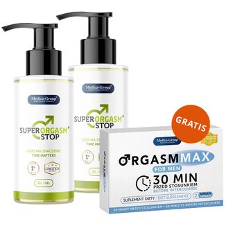 Zestaw Medica-Group Super Orgasm Stop, żel intymny dla mężczyzn, 2 x 150 ml + Orgasm Max for Men, 2 kapsułki gratis - zdjęcie produktu
