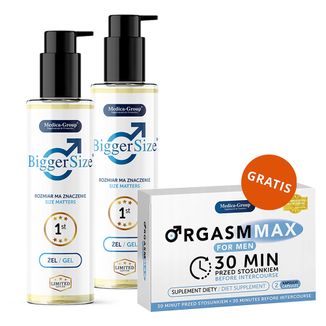 Zestaw Medica-Group Bigger Size, żel intymny dla mężczyzn, 2 x 150 ml + Orgasm Max for Men, 2 kapsułki gratis - zdjęcie produktu