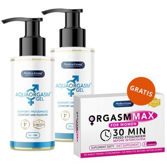 Zestaw Medica-Group Aqua Orgasm Gel, żel intymny, 2 x 150 ml + Orgasm Max for Women, 2 kapsułki gratis - zdjęcie produktu