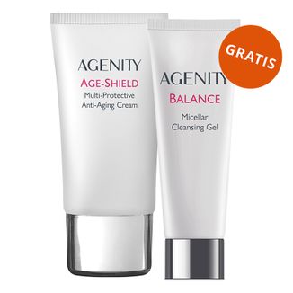 Agenity Age-Shield, multi-ochronny krem przeciwstarzeniowy, SPF 50, 50 ml + micelarny żel oczyszczający, 40 ml gratis - zdjęcie produktu