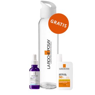 Zestaw La Roche-Posay Anthelios UVMune 400, niewidoczny fluid ochronny, SPF 50+, 50 ml + serum przeciw przebarwieniom, 30 ml + szklana butelka na wodę, 470 ml gratis - zdjęcie produktu